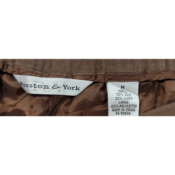 Preston & York Dark Brown Slub Knit Ankle Pants Medium Side Zip Flat Front Soft - Picture 3 of 6